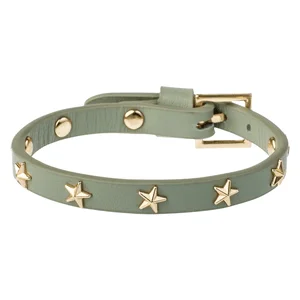 DARK Leather Star Stud Bracelet Mini Milieu Green v:9478531