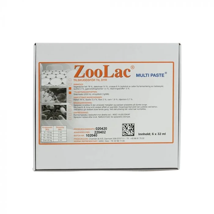Zoolac Multi Paste tilskuddsfôr til dyr 6x32 ml v:5305585