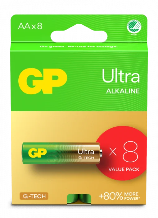 GP Ultra Alkaline AA-batteri 15AU/LR6 8-pk v:6436276