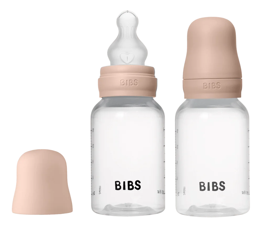 BIBS Baby Bottle Round Silicone 150 ml Slow Flow Blush – 2 stk. v:1422778