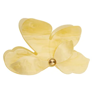 DARK Orchid Flower Hair Claw Pale Yellow v:1611080