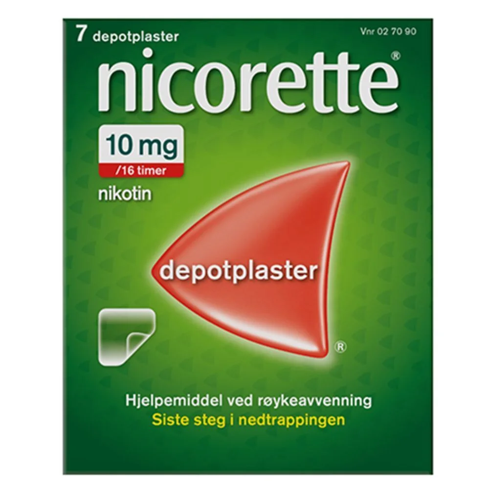Nicorette depotplaster 10mg/16 timer – 7 stk v:2988873