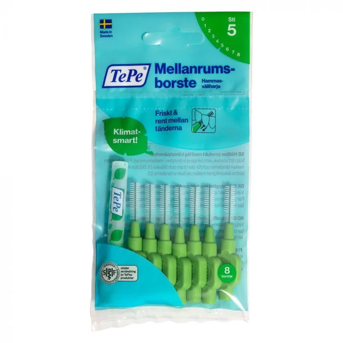 TePe mellomromsbørste 0,8 mm grønn 8 stk v:6574190 TePe mellomromsbørste 0,8 mm grønn 8 stk v:6574190