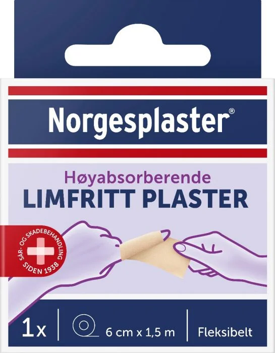 Norgesplaster Limfritt plaster bred 6 cm x 1,5 m 1 stk v:4676775 Norgesplaster Limfritt plaster bred 6 cm x 1,5 m 1 stk v:4676775