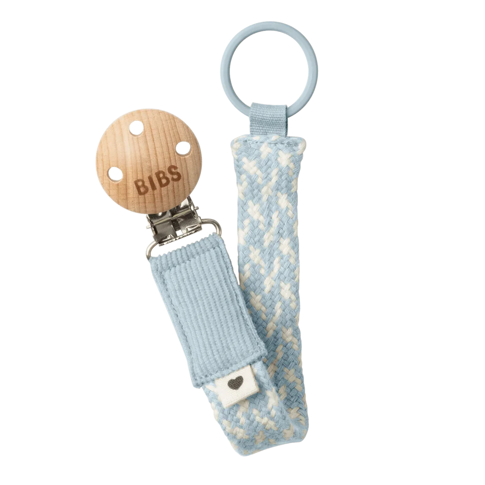 BIBS Pacifier Braid – Baby Blue/Ivory v:8465646