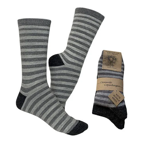 Alpakka Ullsokker Stripet & Koksgrå Glattstrikkede 2-pk | Str. 35/38 v:1456758 Alpakka Ullsokker Stripet & Koksgrå Glattstrikkede 2-pk | Str. 35/38 v:1456758