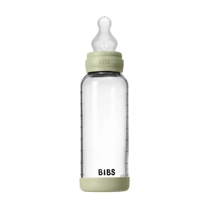 BIBS Glass Baby Bottle Round Silicone Medium Flow Sage 240 ml v:3863689 BIBS Glass Baby Bottle Round Silicone Medium Flow Sage 240 ml v:3863689