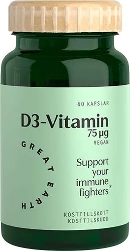 Great Earth Vitamin D3 Vegan 3000 I.E 60 kap v:4897923