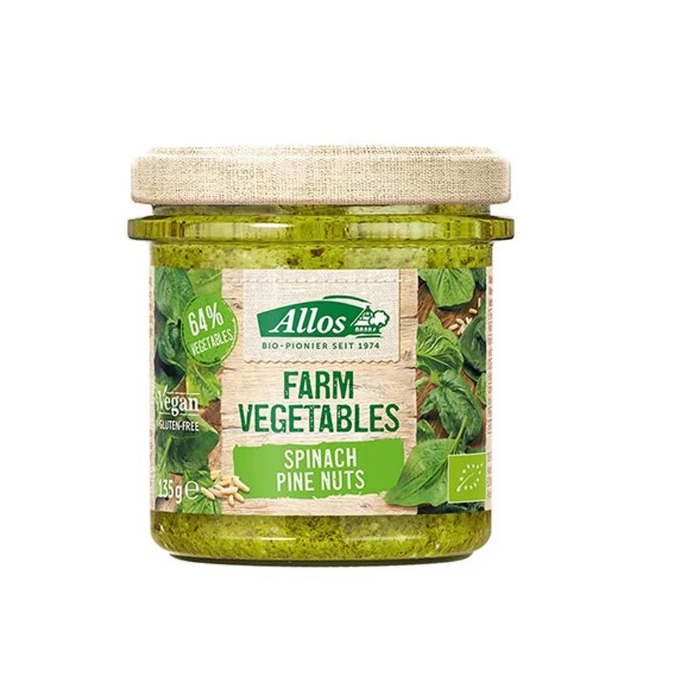 Allos Smørepålegg Spinat & Pinjekjerner Ø – 135 g v:4528752 Allos Smørepålegg Spinat & Pinjekjerner Ø – 135 g v:4528752