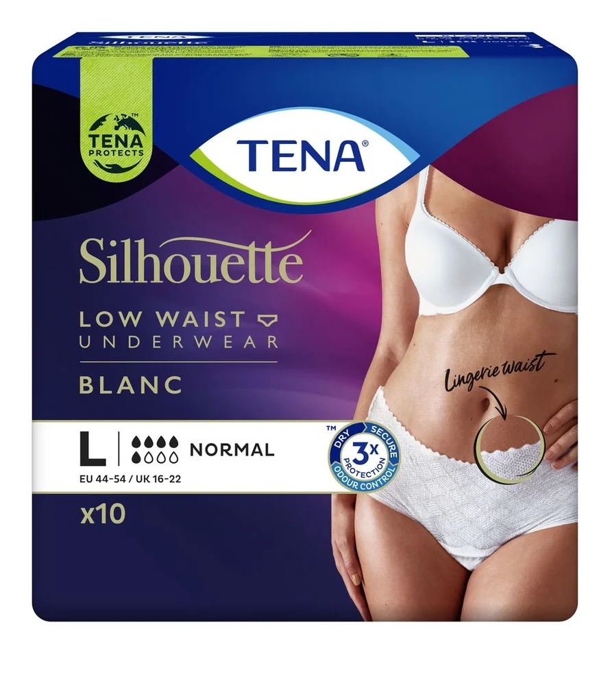 TENA Silhouette Normal Low Waist Inkontinenstruse Str. L – 10 stk. v:4774441 TENA Silhouette Normal Low Waist Inkontinenstruse Str. L – 10 stk. v:4774441