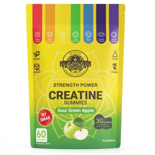 Sevital Kreatin Gummies Sour Green Apple 60 stk v:7380912