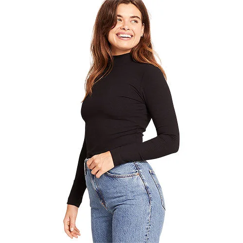 Women’s Ribbed Turtleneck Top Svart | Str. L v:1806574