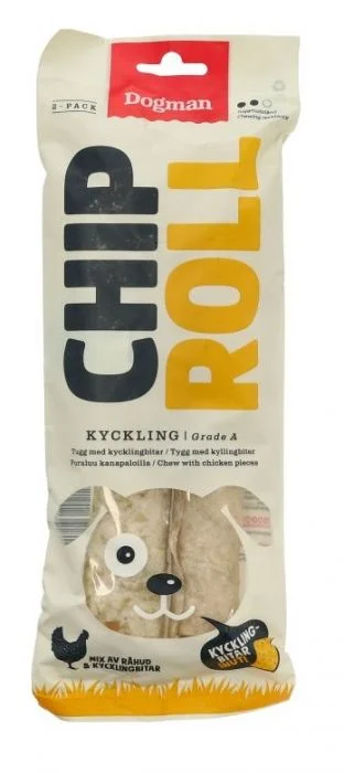 Dogman Chicken Chiproll m kylling 2p Hvit M 17,5cm v:6121222 Dogman Chicken Chiproll m kylling 2p Hvit M 17,5cm v:6121222
