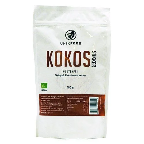 UnikFood Kokosblomstsukker Ø – 400 g v:6970619 UnikFood Kokosblomstsukker Ø – 400 g v:6970619