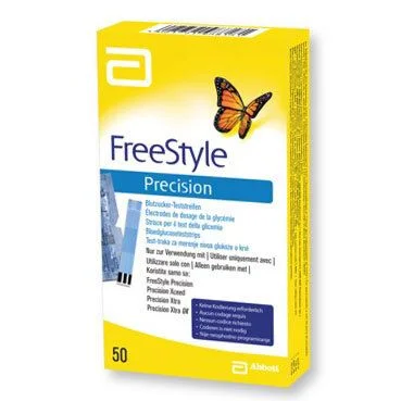 Freestyle Precision blodsukkerstrimler – 50 stk v:7585171 Freestyle Precision blodsukkerstrimler – 50 stk v:7585171