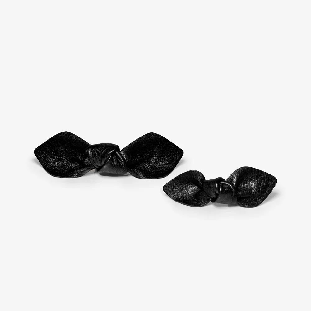 Leather Bow Hair Clip Big And Small 2-Pack Black – Corinne v:9779100