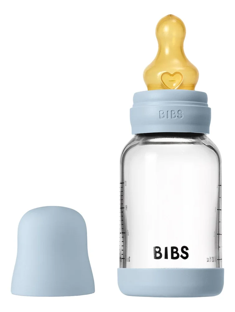 BIBS Glass Baby Bottle Round Latex 120 ml. Slow Flow Baby Blue – 1 stk. v:6013439 BIBS Glass Baby Bottle Round Latex 120 ml. Slow Flow Baby Blue – 1 stk. v:6013439