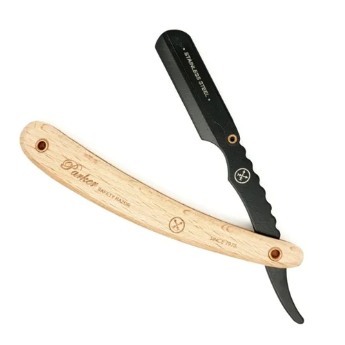 Parker Shaving SRPBA - Light Wood Handle Clip Type Black Blade Holder Barber/Straight Razor v:2525872