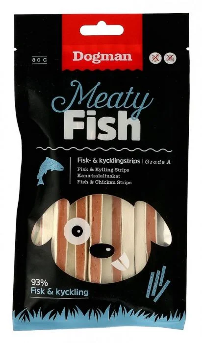Dogman Fisk og kyllingstrips 80g v:4572520