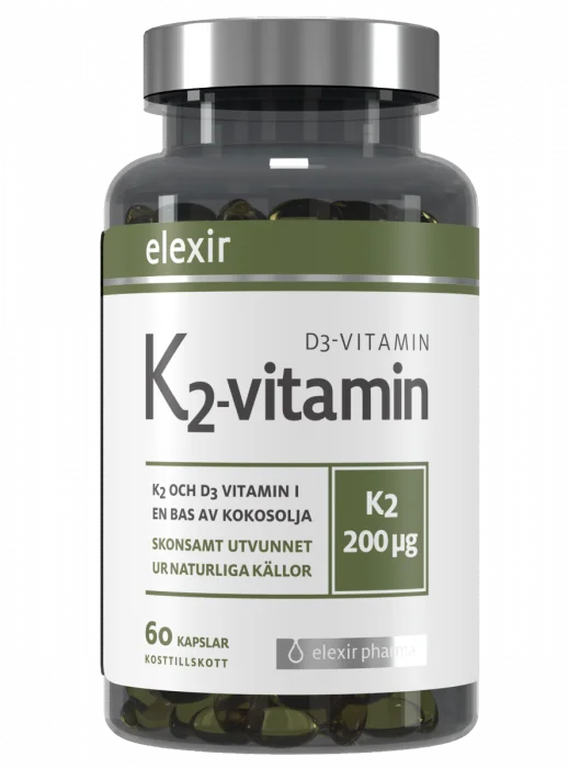 Elexir Pharma K2 + D3 200 mcg kapsler 60 stk v:6776845
