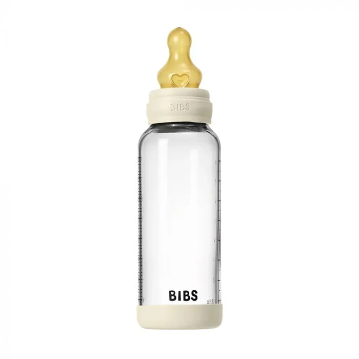 BIBS Glass Baby Bottle Round Latex Medium Flow Ivory 240 ml v:5920044 BIBS Glass Baby Bottle Round Latex Medium Flow Ivory 240 ml v:5920044