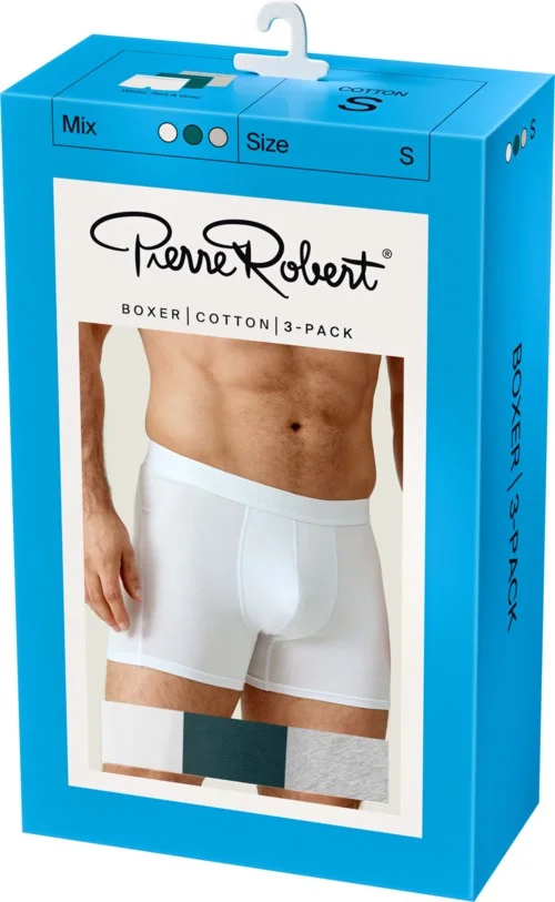 Pierre Robert Cotton Boxer Men X3 White, Sea & Grey L v:1932884