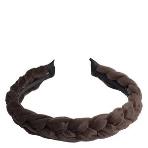 DARK Velvet Hair Band Braided Chocolate Brown v:8631601