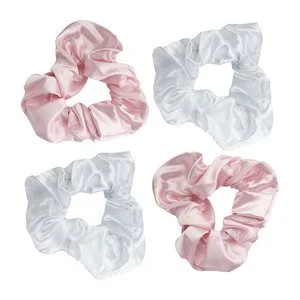 Brushworks Pink & White Satin Scrunchies 4pcs v:8124202 Brushworks Pink & White Satin Scrunchies 4pcs v:8124202
