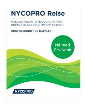 Nycopro Reise melkesyrebakterier og vitamin C kapsler 30 stk v:6379021