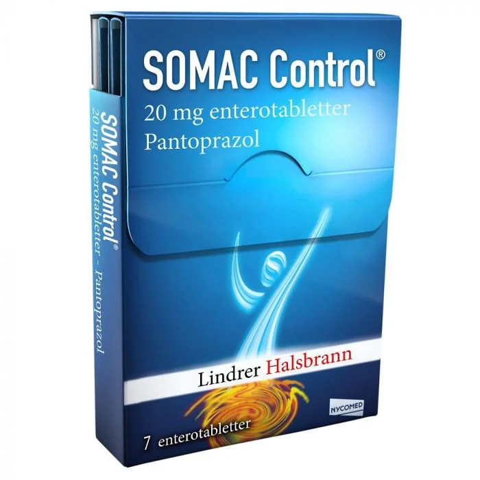 Somac Control 20 mg enterotabletter 7 stk v:8673067 Somac Control 20 mg enterotabletter 7 stk v:8673067