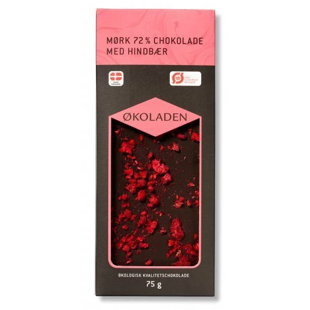 Økoladen Sjokolade mørk bringebær 72% Ø – 75 g v:4541618