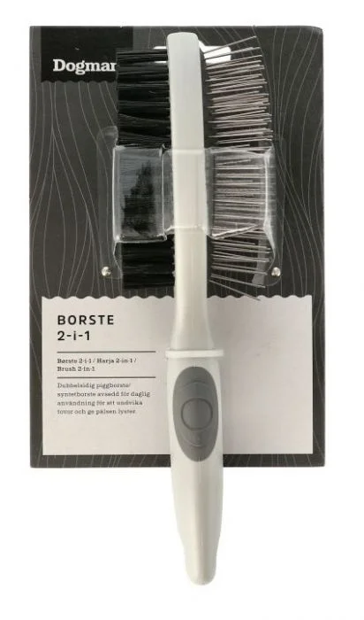 Dogman Børste 2-i-1 Grå M 22cm v:9487398