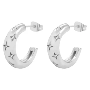 DARK Chunky Star Creole Silver v:4524870