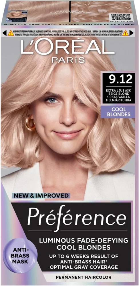 Loreal Paris Préférence Permanent Haircolor Cool Blondes 9,12 Siberia v:9590816