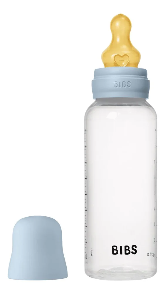 BIBS Baby Bottle Round Latex 270 ml Medium Flow Baby Blue – 1 stk. v:2959414