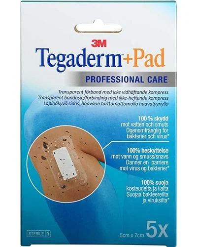 3M Tegaderm +pad vanntett kompress 5x7cm 5stk v:2013013 3M Tegaderm +pad vanntett kompress 5x7cm 5stk v:2013013