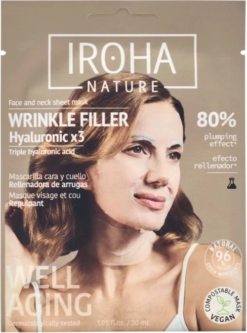 IROHA NATURE Wrinkle Filler Hyaluronic Face & Neck Sheet Mask v:8250282 IROHA NATURE Wrinkle Filler Hyaluronic Face & Neck Sheet Mask v:8250282