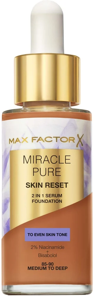 Max Factor Miracle Pure 2in1 Skin Reset Serum Foundation 85-90 Medium to Deep v:9774258
