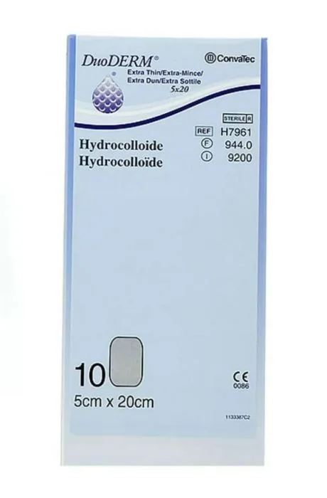 Duoderm ekstra tynn hydrokolloid bandasje 5×20 cm 10 stk v:7133890