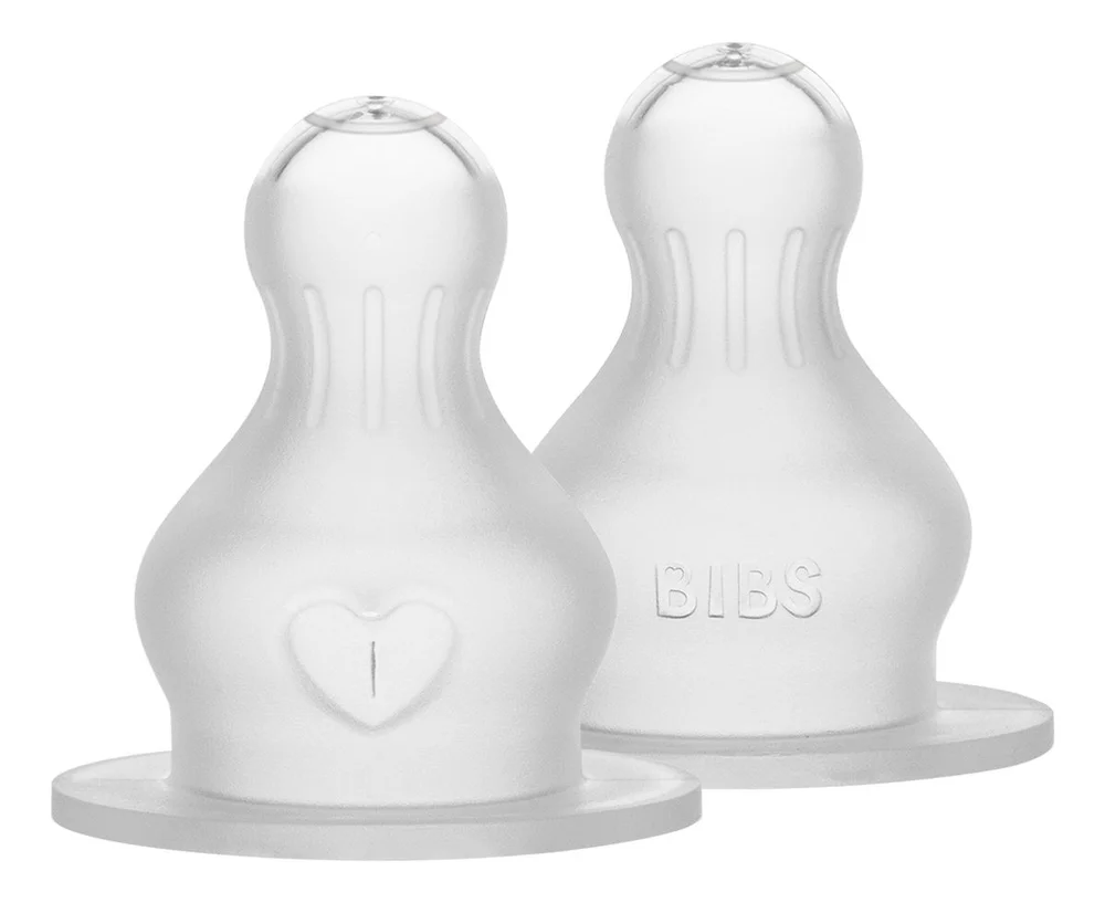BIBS Baby Bottle Nipple Round Silicone Thick Flow – 2 stk. v:3130337