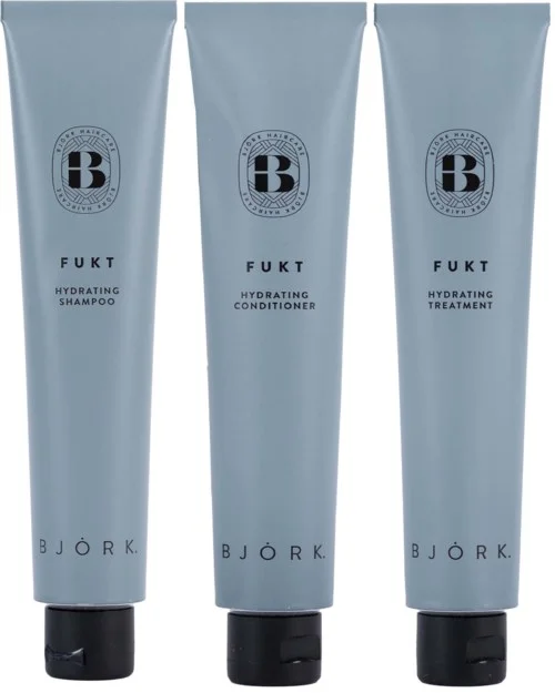 Björk FUKT Bundle Shampoo 75 ml & Conditioner 75 ml & Hydrating Treatment 75 ml v:7952253 Björk FUKT Bundle Shampoo 75 ml & Conditioner 75 ml & Hydrating Treatment 75 ml v:7952253
