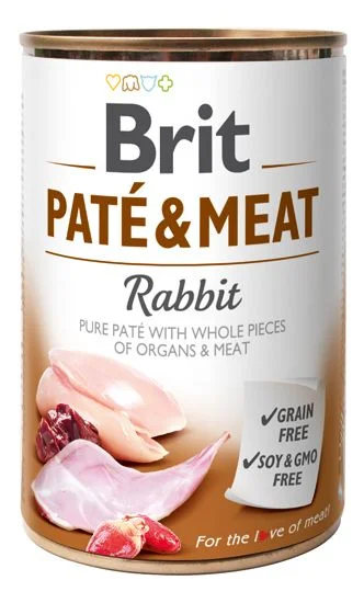 Brit Pate & Meat våtfôr m. kanin – 400 g. v:1704203