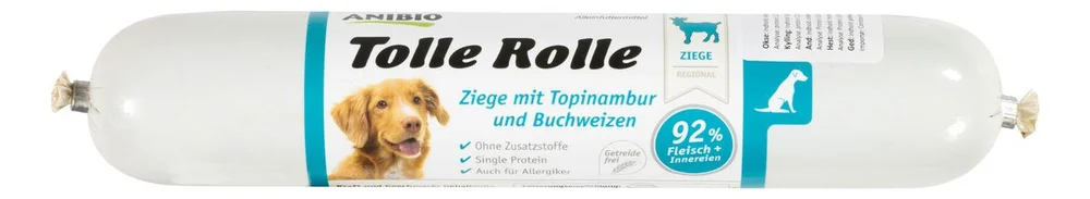 Anibio Tolle Rolle Geit, pølse for oppskjæring, 91% kjøtt – 400g. v:3344290