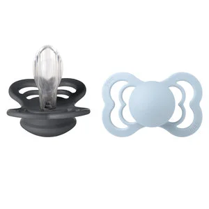 BIBS Pacifier Supreme Silicone Iron/Baby Blue Size 2 2pcs v:8921158