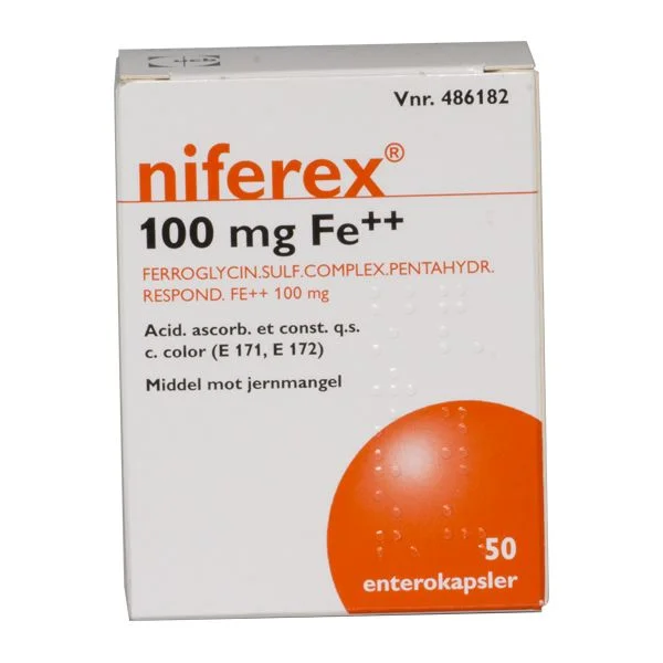 Niferex 100 mg enterokapsler 50 stk v:5547572 Niferex 100 mg enterokapsler 50 stk v:5547572