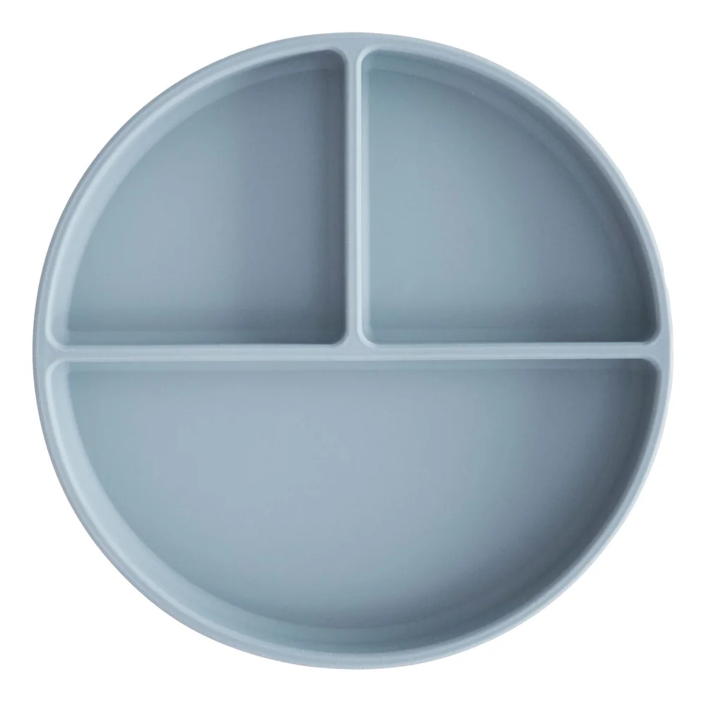 Mushie Silikone Tallerken Romdelt Powder Blue – 1 stk. v:9244412