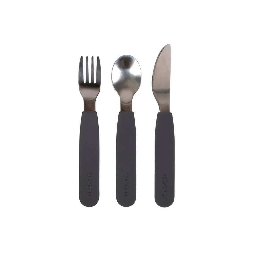Filibabba Silikone bestikksett – Stone Grey v:8470305