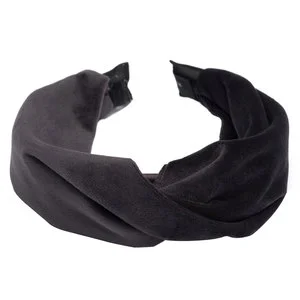 DARK Velvet Folded Hairband Charcoal v:4209963