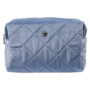 DARK Velvet Square Quilted Make-Up Pouch Large Country Blue v:9369765 DARK Velvet Square Quilted Make-Up Pouch Large Country Blue v:9369765